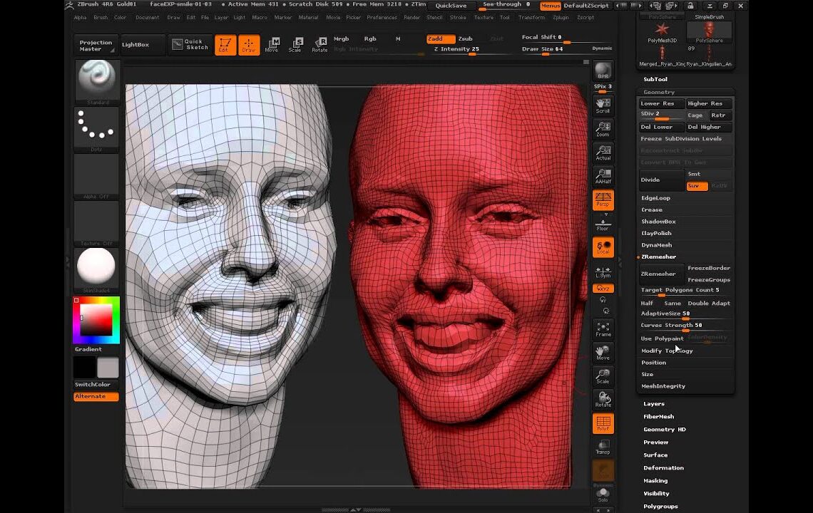 ZBrush 4R6: a look at ZRemesher