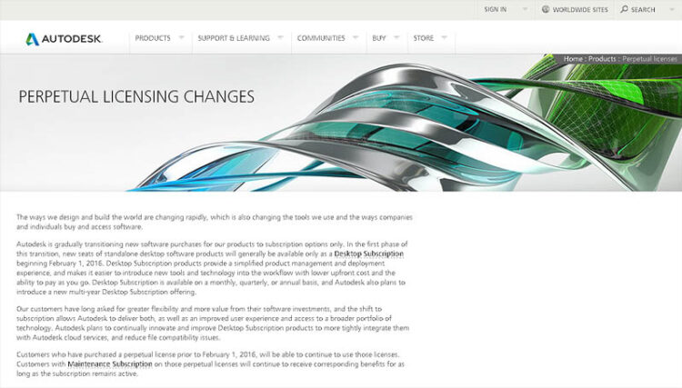 Autodesk details perpetual licensing changes – CGPress