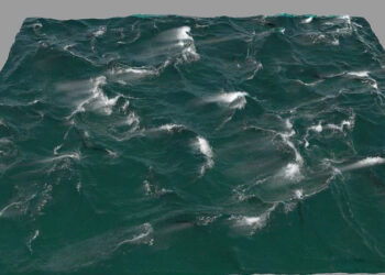 Stormy ocean with mist and wind using Phoenix FD