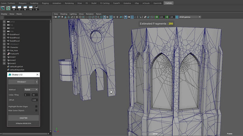 IShatter tool for Maya and Fracture FX