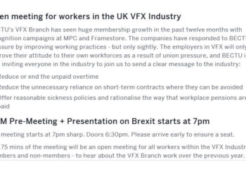 Open meeting for artists in the UK VFX industry