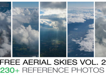 Free aerial skies photo pack vol. 2 with high resolution panoramic clouds
