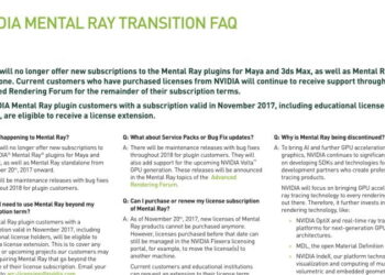 Mental Ray EOL announced