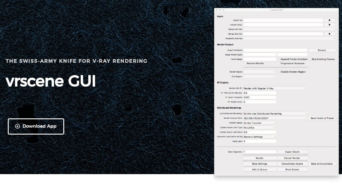 VRScene GUI 1.0 released allowing users to modify V-Ray render scene files