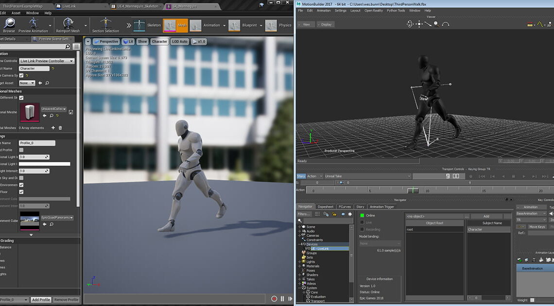 New plugin allows Motionbuilder data to stream live to Unreal Engine