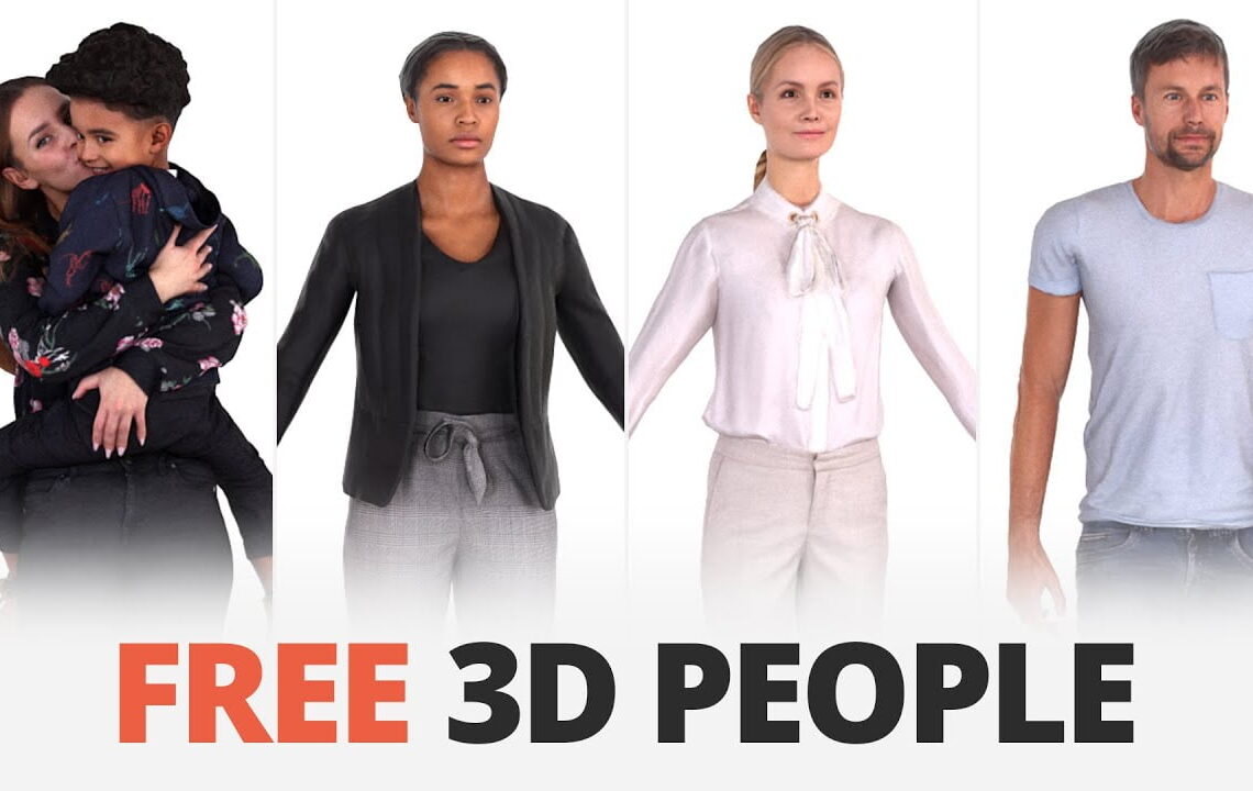 Four free 3D people