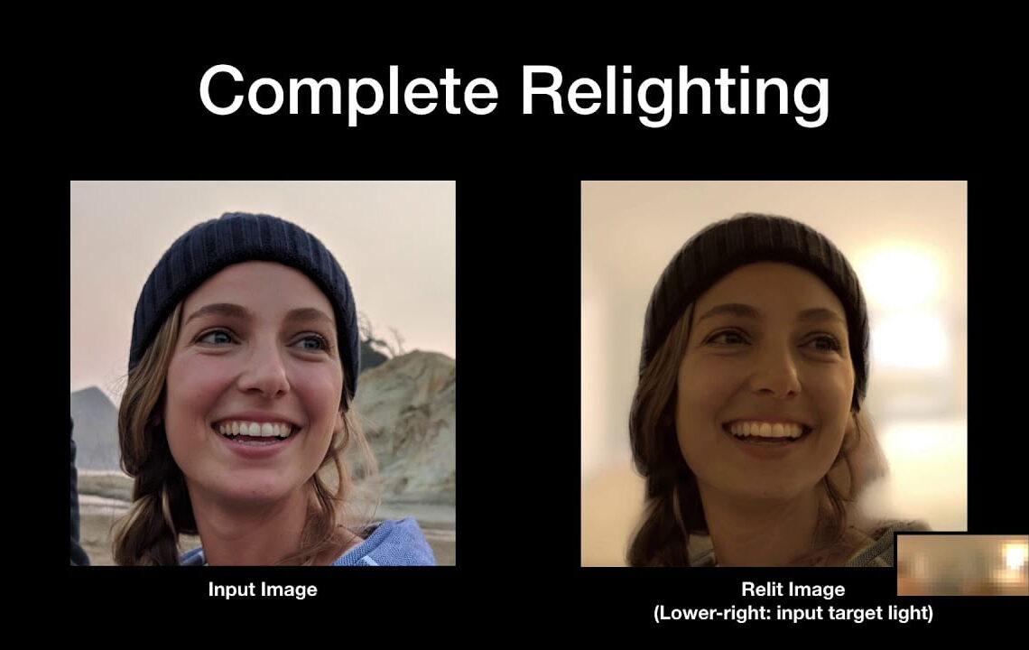 Relighting portraits using a neural network