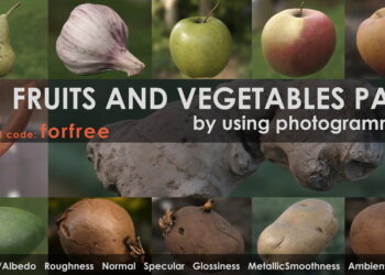 12 photoscanned fruits and vegetables