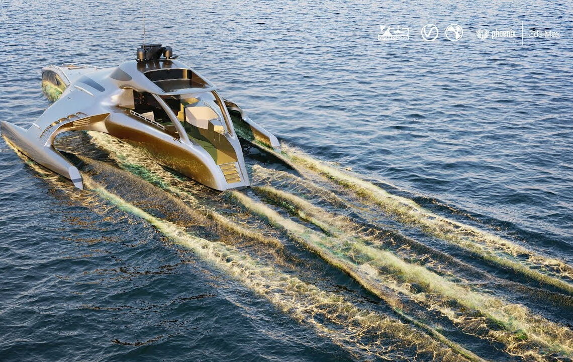 Boat wake simulation with Phoenix FD