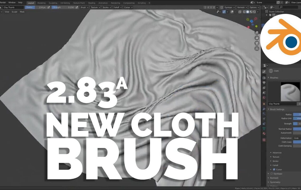 Blender’s new physics driven cloth brush