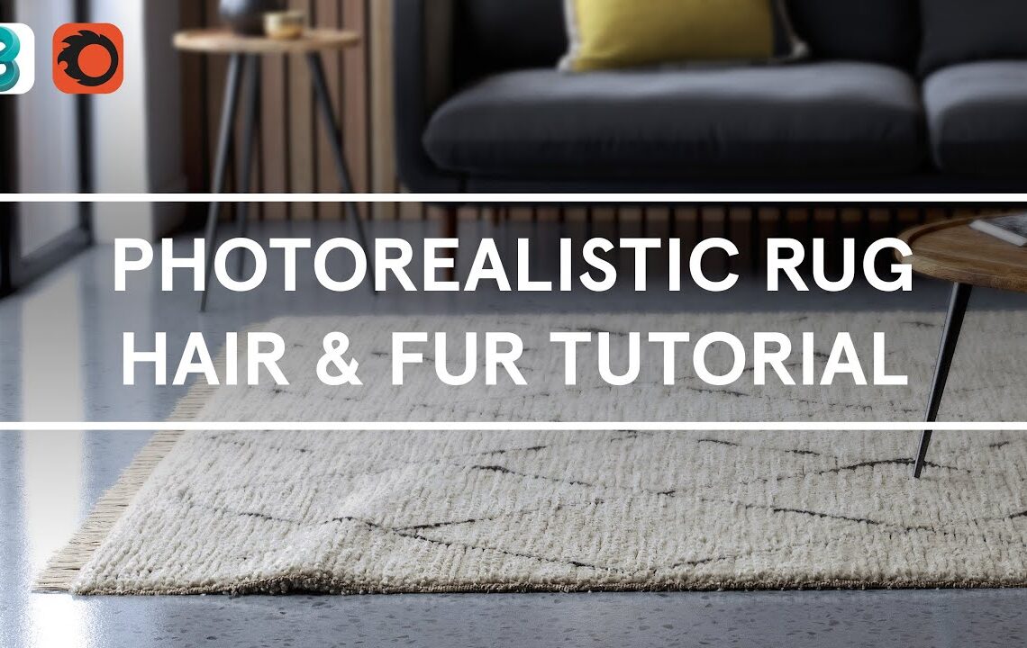 Create a realistic wool rug using Hair & Fur in Corona
