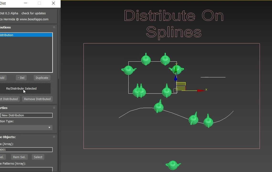 BOA Dist, free object distribution script for 3ds Max