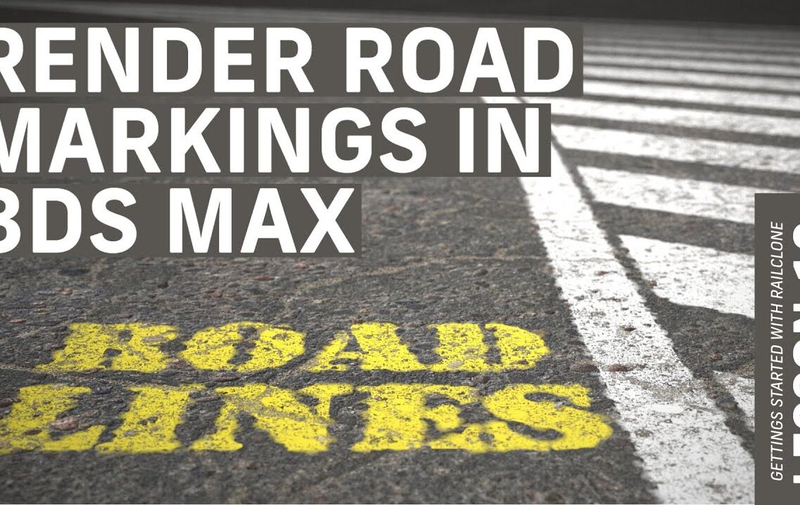 How to render road markings in 3ds Max