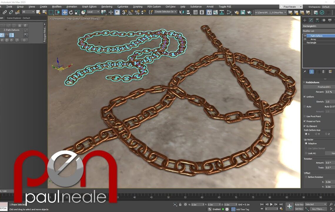 Making a parametric chain with 3ds Max’s new array modifier