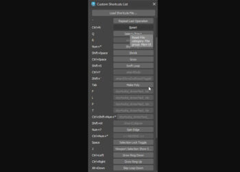 Custom Shortcuts List script for 3ds Max