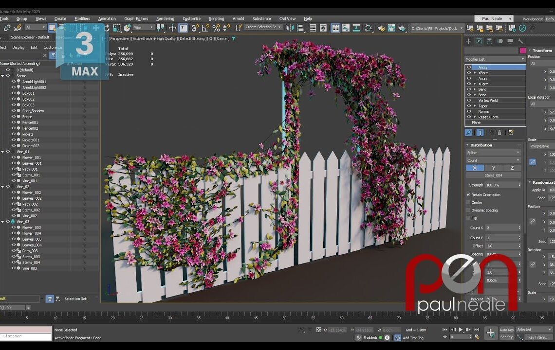 How to create procedural vines using 3ds Max’s built-in modifiers