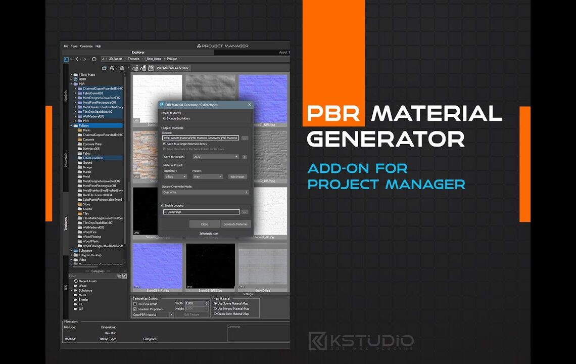 PBR material generator add-on for Project Manager