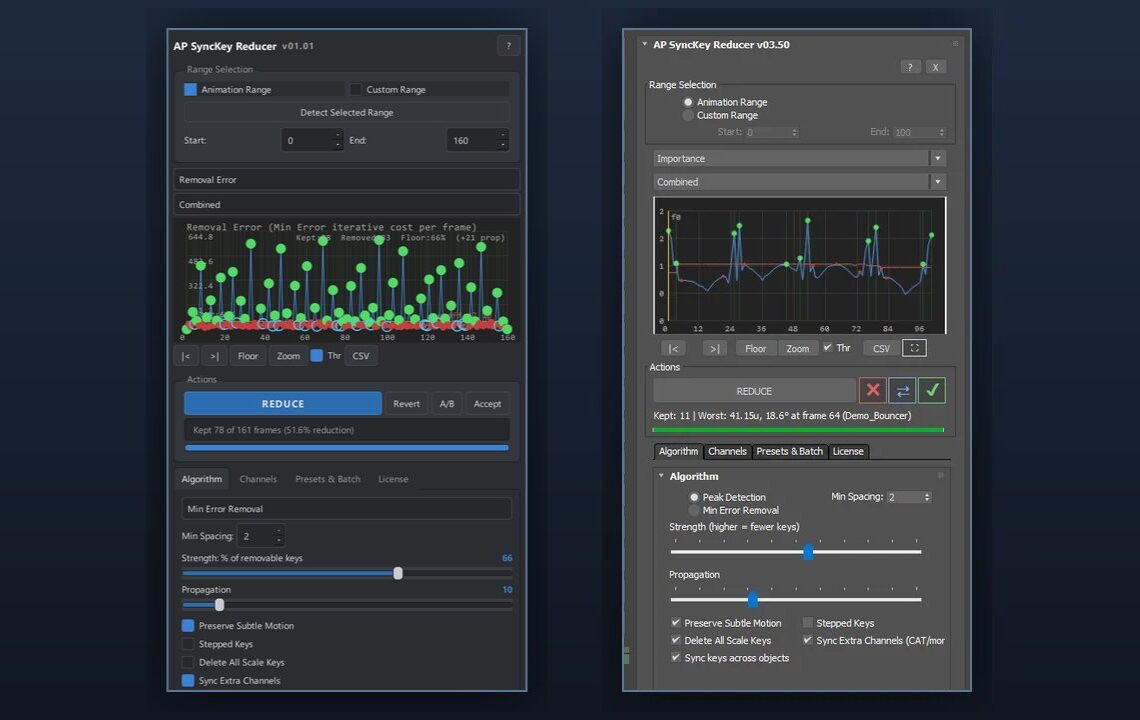 AP SyncKey Reducer: pose-based keyframe reducer for Max and Maya